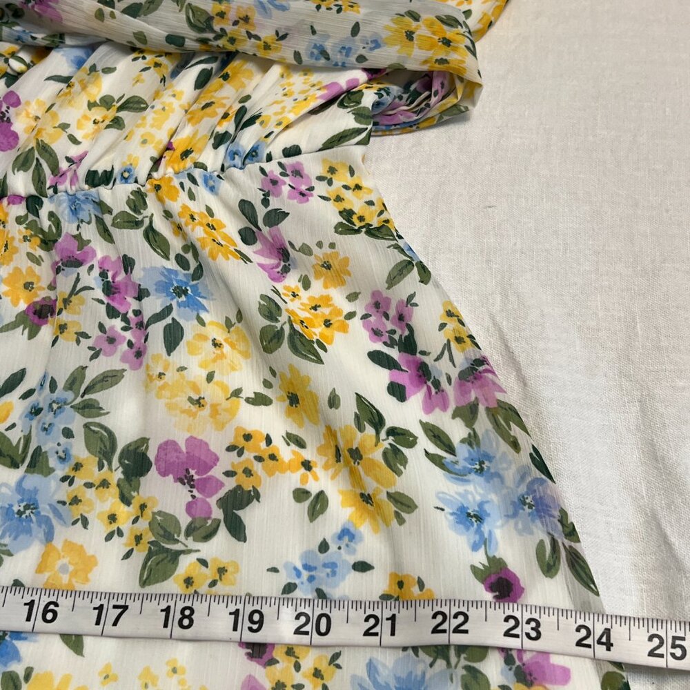 Calvin Klein Women's Midi Dress Floral Short Sleeve Belted Size 14 Elastic Waist - Picture 9 of 11